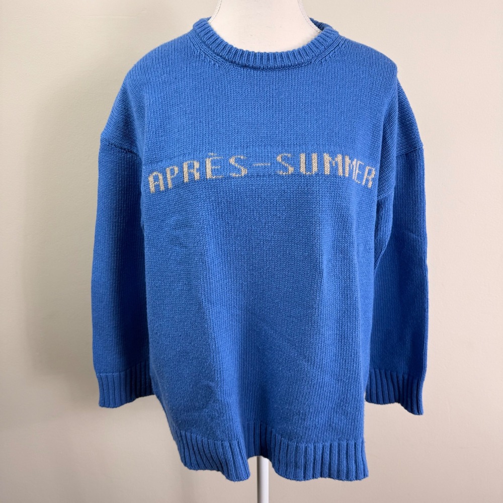 Mustique Apres-Summer Blue Cashmere Merino Wool Blend Crew Sweater XS Portugal